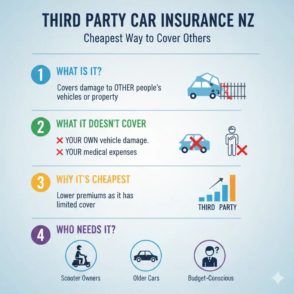Infographic: Third Party Car Insurance NZ: Cheapest Way to Cover Others — key facts and figures at a glance