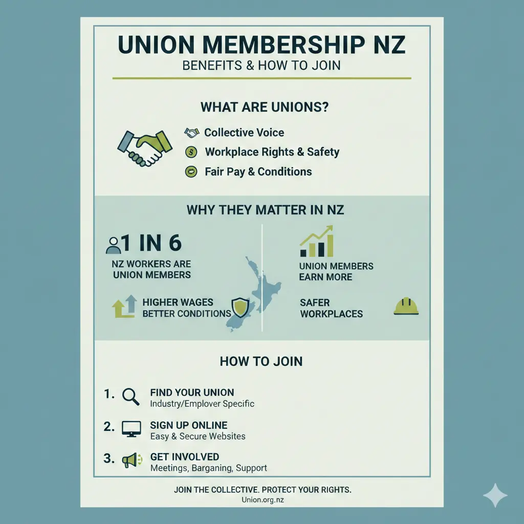 Infographic: Union Membership NZ: Benefits and How to Join — key facts and figures at a glance