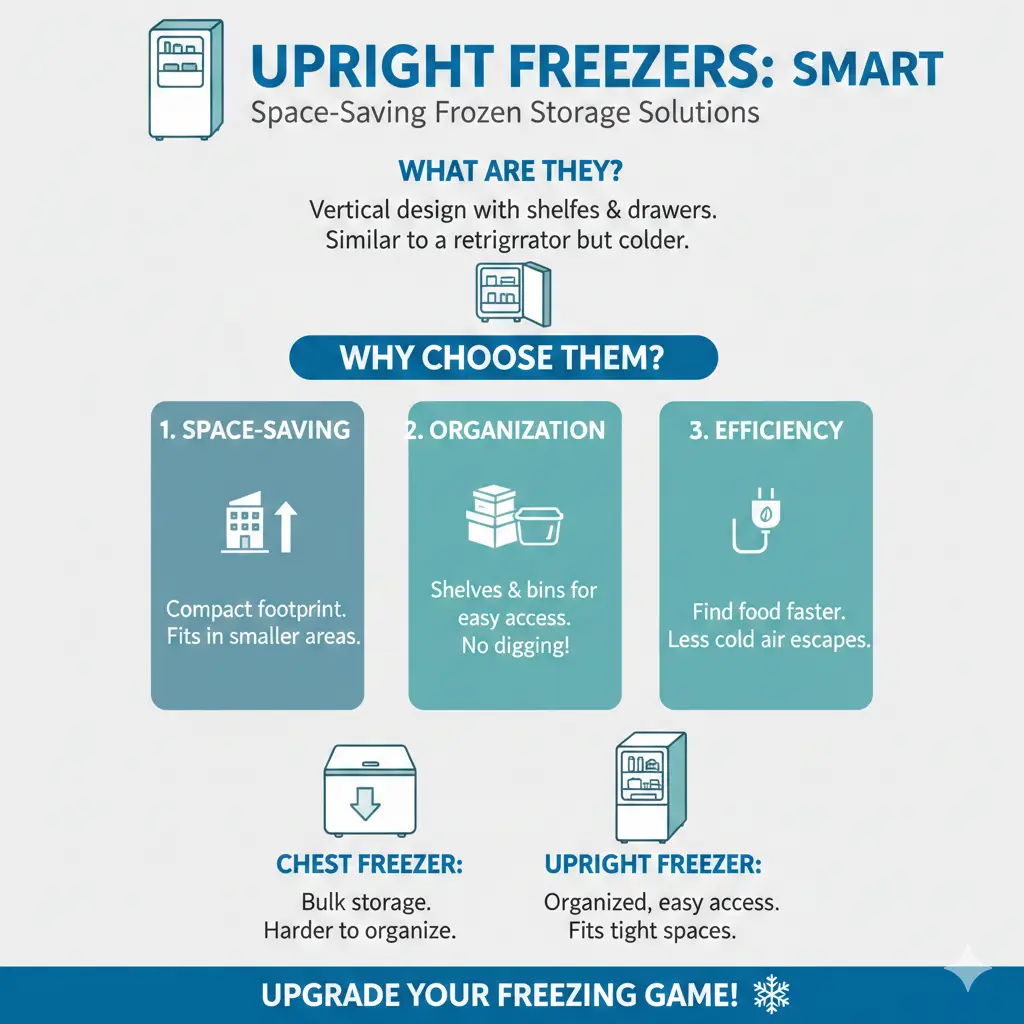 Infographic: Upright Freezers: Space-Saving Frozen Storage Solutions — key facts and figures at a glance
