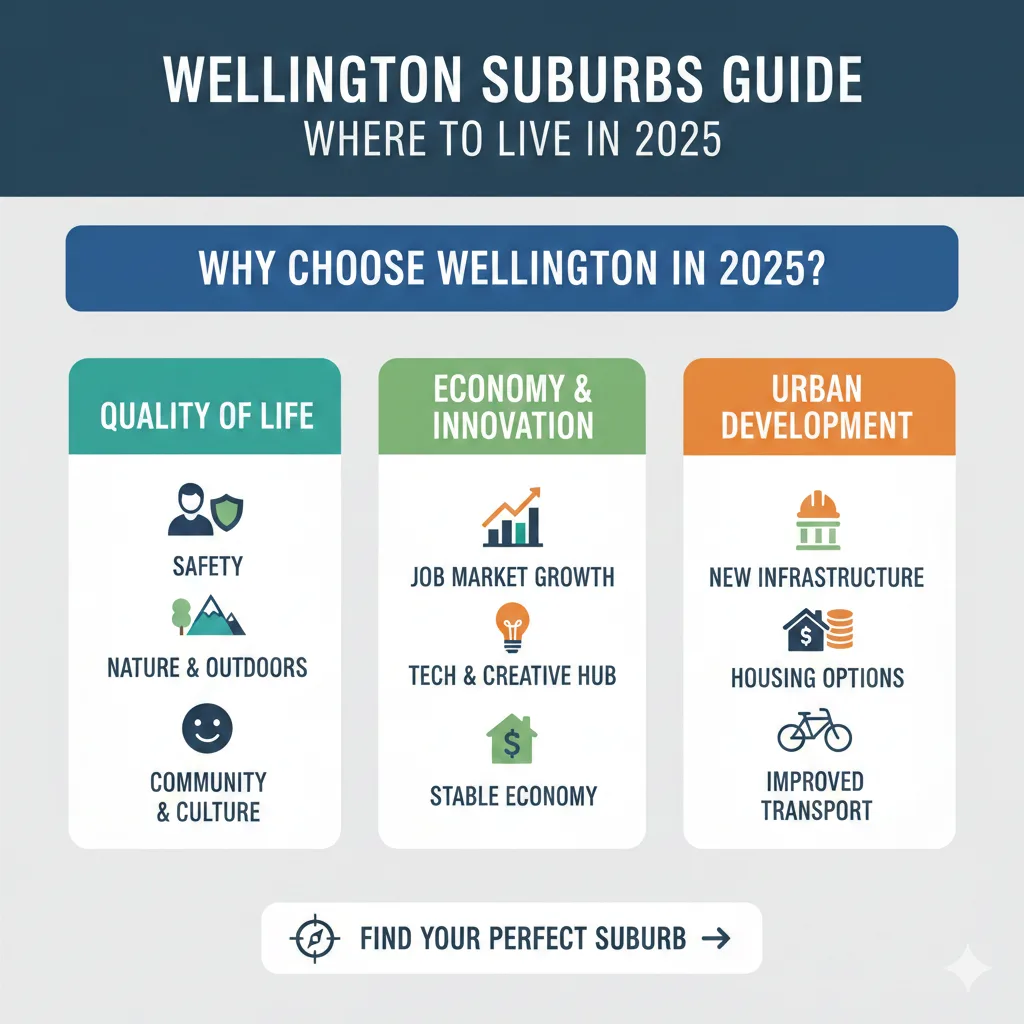Infographic: Wellington Suburbs Guide: Where to Live in 2025 — key facts and figures at a glance