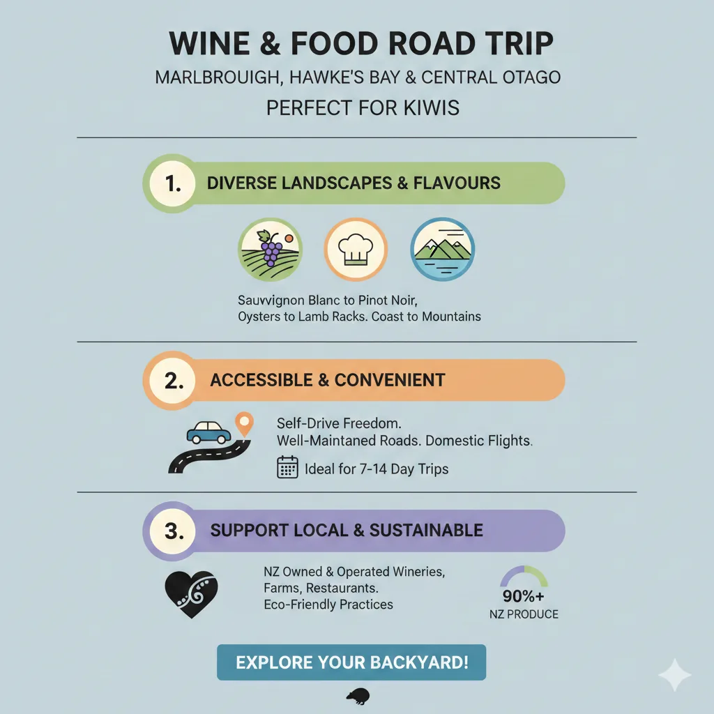 Infographic: Wine & Food Road Trip: Marlborough, Hawke’s Bay and Central Otago — key facts and figures at a glance
