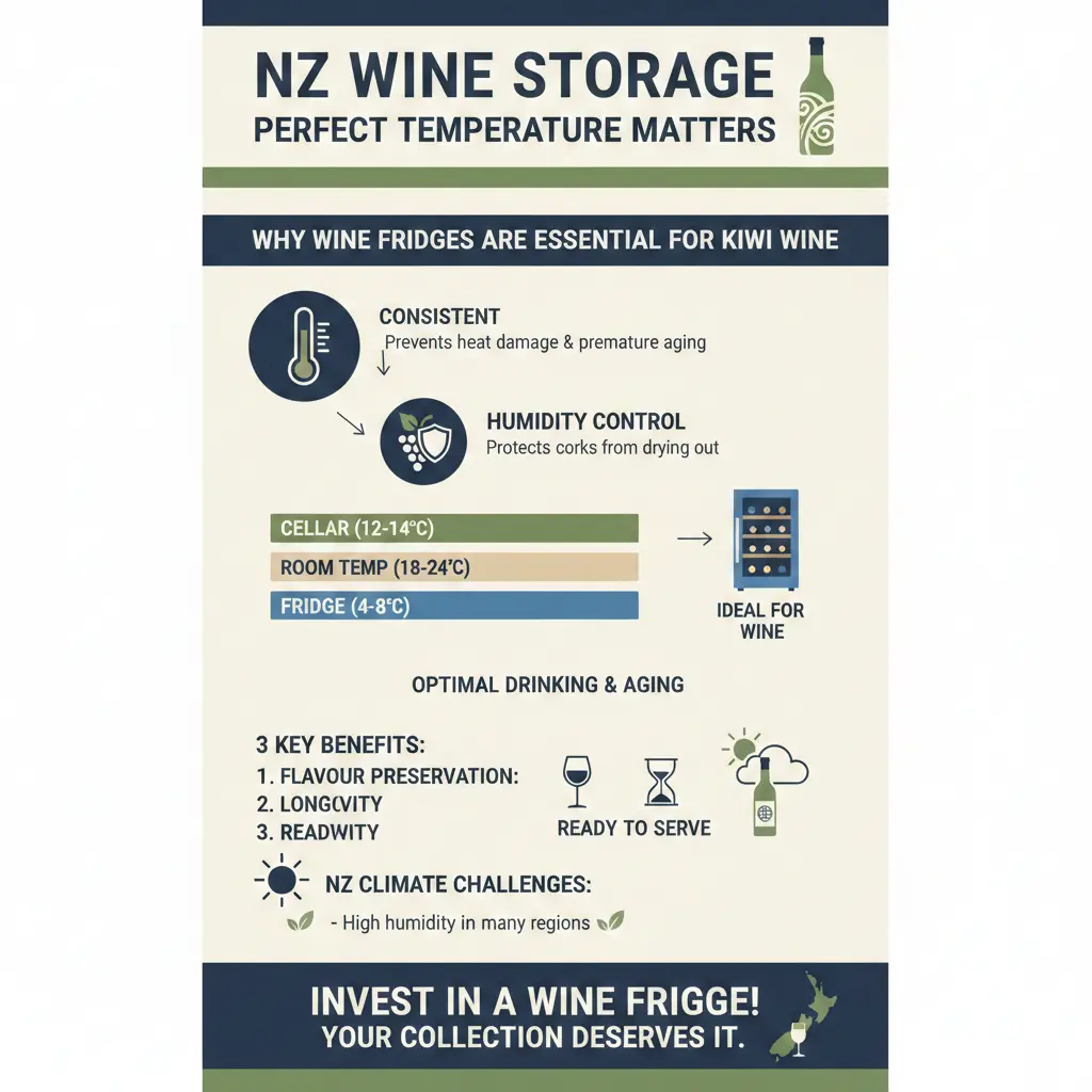Infographic: Wine Fridges for New Zealand Wine Lovers: Perfect Storage Temperature — key facts and figures at a glance