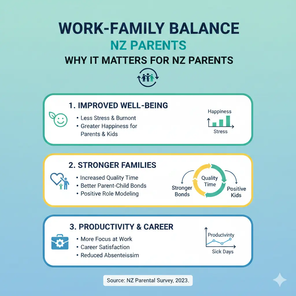 Infographic: Work-Family Balance: Tips for NZ Parents — key facts and figures at a glance