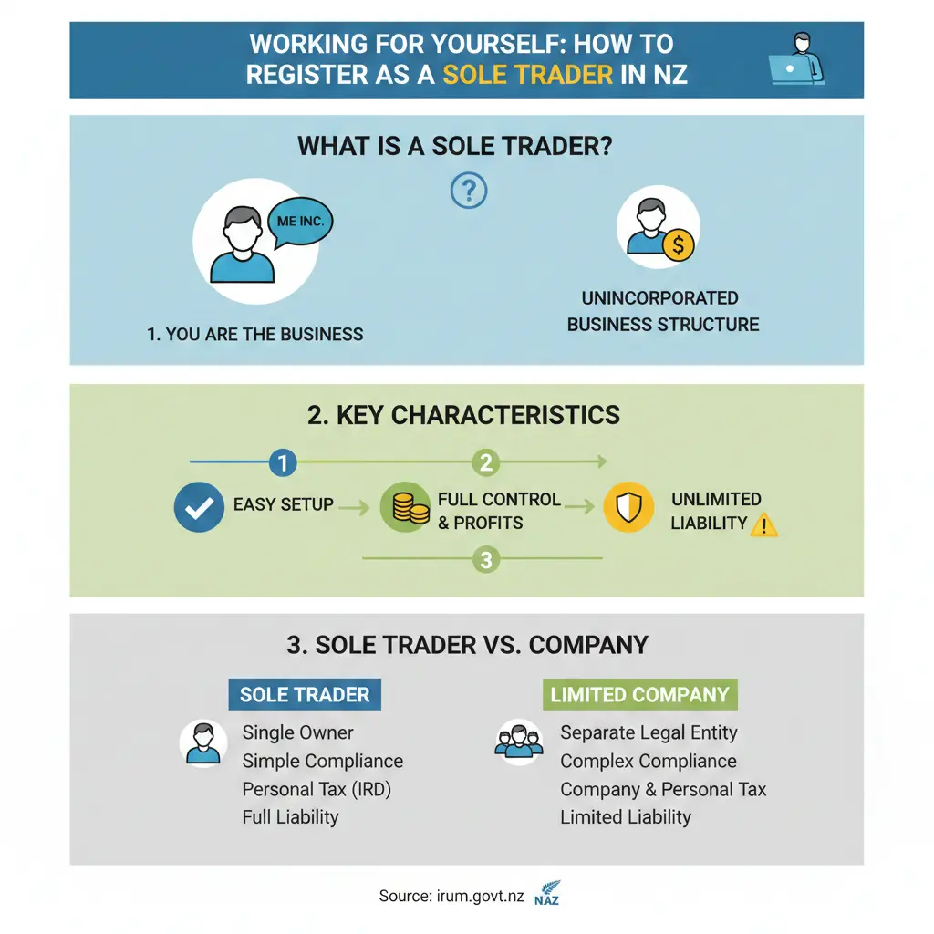Infographic: Working for Yourself: How to Register as a Sole Trader in NZ — key facts and figures at a glance